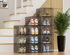 HOMIDEC Shoe Storage, 8 Pack Shoe Organizer Hard Plastic Shoe Box, Shoe Boxes Clear Plastic Stackable, Shoe Boxes with Lids for Size 13