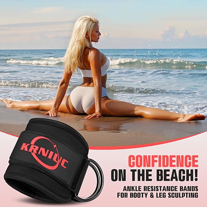 Ankle Resistance Bands with Cuffs, Resistance Bands for Working Out, Home Gym Workout Equipment for Women, Pilates Exercise, Hip, Leg, Glute Ankle Weights Training- Exercise Guides Included