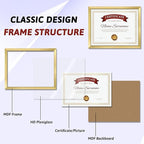 NEXCOVER Diploma Frame Gold 6 Pack, 8.5 x 11 Certificate Frame with HD Plexiglass, 8.5 by 11 Picture Frames for Documents, Photos, Posters, Artworks, Horizontal and Vertical Wall Display