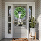 26" Artificial Eucalyptus Wreath with Sash for Front Door, Porch, Window - Large Faux Eucalyptus Leaves Greenery Outdoor Wreath for Home, Farmhouse Decor - Spring, Summer, All Seasons (Green)