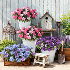 Artificial Fake Flowers for Outdoor, 8 Bundles Faux Plants Silk Flowers Spring Decoration UV Resistant No Fade Plastic Flowers for Outside Planters Home Porch Patio Yard Garden Decor