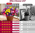 Fake Artificial Flowers for Outdoors 6 PCS Azalea Bouquet Silk Flowers for Outside UV Resistant Faux Flowers Plants for Outdoor Planters Realistic Spring Home Front Door Patio Garden Porch Decor
