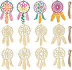 80 Set Wooden Dream Catchers Kits Wood Small Unfinished Dream Catcher Decorative Hanging Ornaments Cutouts to DIY Paint Crafts for Wall Home Tree Decor, 8 Styles