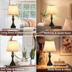 Seealle Touch Lamps for Nightstand - Bedside Lamps Set of 2, 3 Way Dimmable, USB C+A for Bedroom & End Tables (Beige&Black)