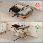 Luggage Rack for Guest Room, Folding Suitcase Stand with Shoe Shelf, Easy Assembly, Portable, Hold up to 110 lb, Gold, 1 Pack