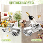 Sunflower Decor 13.4 Inch Vintage White Farmhouse Truck with 20 Magnets Sunflower Decorations for Home Kitchen Shelf Office Metal Pickup Interchangeable Seasonal Decor Garden Truck Planter