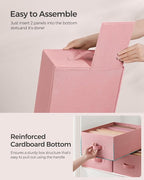 SONGMICS Set of 4 Large Size Wardrobe Clothes Organizers, 6-Compartment Foldable Drawer Organizers with Handles, 16.5 x 11.8 x 6.7 Inches, for Pants, Sweaters, Jeans, Jelly Pink URUS009R01