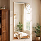 BEAUTYPEAK 86"x40" Rectangle Full Body Floor Mirrors, Full Length Mirror with Stand, Large Black Mirror for Bedroom, Dressing Room, Leaning, Standing or Hanging Horizontally/Vertically