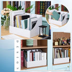 6 Pack Cardboard Magazine File Holders 24 Grids Vertical Book Bins 10.6'' x 10.2'' x 14'' Magazine Document Storage Box for Desk Shelves Home Office Classroom Library Use (White)