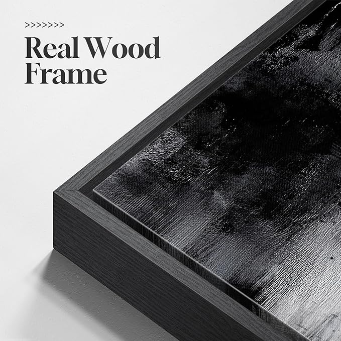 Large Framed Black and White Abstract Wall Art for Living Room, Grey Horizontal Canvas Prints Paintings Artwork for Walls, Neutral Modern Minimalist Pictures Wall Decor for Bedroom Office 30x60
