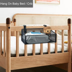 Bedside Caddy Hanging Storage Basket Beside Shelf Metal Organizer for Collage Dorm Bunk Bed,Hospital Bed,Baby Bed - Bedroom Essentials for Magazine,Remote Control,Phone,Drinks (White)