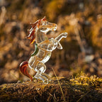 H&D HYALINE & DORA Crystal Standing Horse Figurine Collectible Glass Animal Statue Decoration Ornaments for Home Office Table