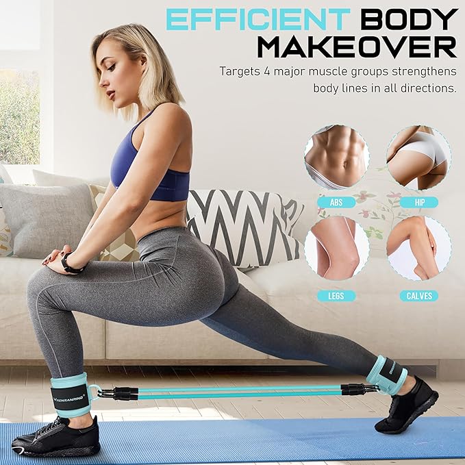 Ankle Resistance Bands with Cuffs, Ankle Bands for Working Out, Ankle Resistance Band for Legs and Glutes Workout Equipment, Butt Exercise Equipment for Women