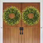 28'' Large Boxwood Wreath for Front Door Porch Window Artificial Boxwood Leaves with White Seed Greenery Outdoor Indoor Wreath for Home Farmhouse Wall Decor Spring Summer Fall All Seasons (Green)