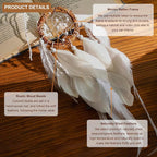 Mini Dream Catcher Car Rear View Mirror Accessories White Wall Hanging Native American Car Interior Decor Charms Natural Rattan Feathers Ornament for Women