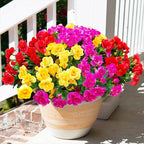 HyeFlora Artificial Fake Camellia Flowers Plants for Outdoor Outside Spring Summer Decor, Faux Silk Mixed UV Resistant Look Real Flowers for Planter Front Door Porch Patio Balcony, 3 Large Bundles
