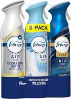 Febreze Air Mist, Air Freshener Spray, Odor Fighting Room Spray, Deodorizer for Home Bathroom Kitchen Office Apartment Dorm Room Classroom, Kitchen Base Mix, 8.1oz, 3ct