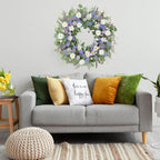 Sggvecsy Spring Wreaths for Front Door 22 Inch Artificial Blue Purple Daisy Wreath Floral Summer Wreaths with Lavender Wild Flower Greenery Leaves for Farmhouse Home Wall Indoor Outdoor Window Decor