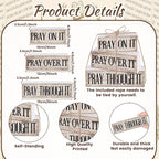 Yuntau 4 Pcs Farmhouse Wooden Tabletop Decor Bible Verse Tiered Tray Decorations Rustic Religious Christian Gift Block Sign Pray on It Centerpiece for Easter Home Kitchen Shelf Office Desk Decor