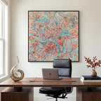 Extra Large Framed Colorful Abstract Wall Art for Living Room, Oversized Square Modern Canvas Prints Paintings, Minimalist Multicolor Big Pictures for Bedroom Dining Hallway Office Wall Decor 40x40 In