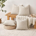 MIULEE Pack of 4 Couch Throw Pillow Covers 22x22 Inch Cream Soft Decorative Chenille Pillow Covers Farmhouse Accent Cushion Covers for Boho Spring Home Decor Sofa Bedroom Living Room
