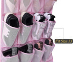 MISSLO Over The Door Shoe Organizer 24 Large Mesh Pockets (Pink)