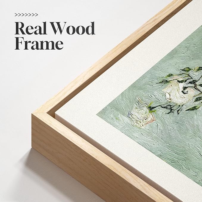 Framed Large Van Gogh Wall Art for Living Room, 3 Pieces Vintage Sage Green Canvas Painting Artwork for Walls, Botanical Wall Art Prints for Bedroom, Guest Room, Hallway, Home Office Wall Decor, 16x24 Inch