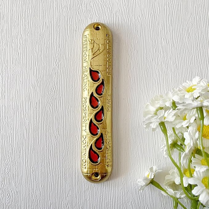 4.5 Inches Hand-Painted Mezuzah, Exquisite Enamel Design with Scroll Included for Jewish Occasions