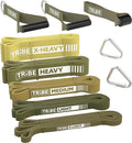 Tribe Lifting Resistance Bands for Working Out Men and Women - Set of 5 Pull Up Bands for Strength Training, Exercise Bands with Handles, Door Anchor and Bar Options for Home Gym
