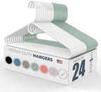 Neaties Heavy Duty Clothes Hangers 20 Pack (24 Count) – Made in the USA – 8lb Capacity Plastic Hangers for Adult Clothing – Durable for Pants, Coats, Jackets, or Jeans – White & Mint