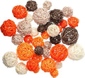 Patelai 36 Pcs Wicker Rattan Balls Decorative Balls for Vase Centerpiece Bowls Orbs Filler for Home Decor,4 Sizes(Bright Color,2.4'',2'',1.6'',1.2'')
