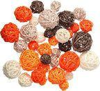 Patelai 36 Pcs Wicker Rattan Balls Decorative Balls for Vase Centerpiece Bowls Orbs Filler for Home Decor,4 Sizes(Bright Color,2.4'',2'',1.6'',1.2'')