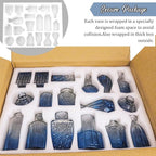36Pcs Bud Vases Set Small Vintage Glass Bottles Bud Vases in Bulk Multiple Shape Cute Glass Vases for Rustic Wedding Centerpieces Table Decorations and Home Decor(Blue)