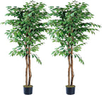 VECELO Artificial Ficus Tree with Sturdy Nursery Pot, 5FT Faux Silk Plant for Indoor Outdoor Home Garden Decor, 2 Pack