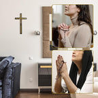 KUXBET 12 Inch Wall Crucifix With Wooden Cross Necklace, Catholic Wooden Jesus Christ Wall Hanging for Home Decor