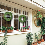 Spring Wreath, 20 inch Boxwood Wreaths for Front Door, Summer Wreaths with UV Protection, Green Artificial Wreath for Farmhouse, Room Indoors, Outdoors, Corridors, Offices, for All Seasons