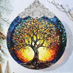 Christmas Ornaments - Stained Glass Christmas Decor - Tree of Life Ornaments for Christmas Tree - Christmas Tree Ornament - Gifts for Family, Friends, Couple - Xmas Gift Ideas - Unique Gift