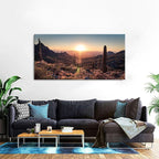 Mountain Wall Art Sunset Cactus Wall Decor Arizona Sonoran Desert Canvas Pictures Saguaro Landscape Photography Prints Western Nature Artwork Living Room Bedroom Office Home Decoration 29.53x 57.87"