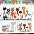 Wesiti Cat Wall Art Decor Iron Wall Sculptures Decor for Cats Lover 15.75 x 7.02 Inches Colorful Mid Century Cat Retro Signs for Home Living Room Bedroom Kitchen Office(Cute)