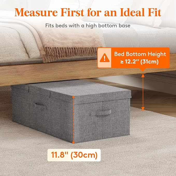 Lifewit 100L Under Bed Storage Containers, 11.8 Inch Tall Underbed Clothes Storage Organizer Bin with Sturdy Sidewalls, Bottom, 3 Lids, Deep Storage Drawer for Clothes, Shoes, Blankets, Pillows 2 Pack