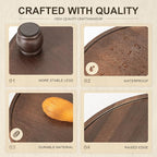 EOSAHR Farmhouse Wood Riser for Home Decor – Acacia Wood Round Pedestal Stand for Bathroom Decor & Kitchen Sink – Decorative Tray for Soap Dispenser, Plant & Cupcake (Dark Acacia)