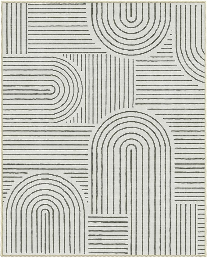 Lahome Abstract 8x10 Area Rugs for Living Room Bedroom, SoftWashable Rugs 8x10, Ultra-Thin Non-Slip Modern Dining Room Rug Non-Shedding Accent Carpet for Office(8x10ft,Black)