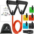 ProsourceFit Single Stackable Resistance Bands with Door Anchor and Exercise Guide, 8-12 LB, Heavy Duty Fitness Tube for Full-Body Exercises and Home Workouts