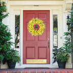 Sggvecsy Spring Wreaths for Front Door 21 Inches Artificial Forsythia Flower Wreath Summer with Yellow Daisy Lavender Green Leaves Silk Floral for Wall Home Indoor Outdoor Decor