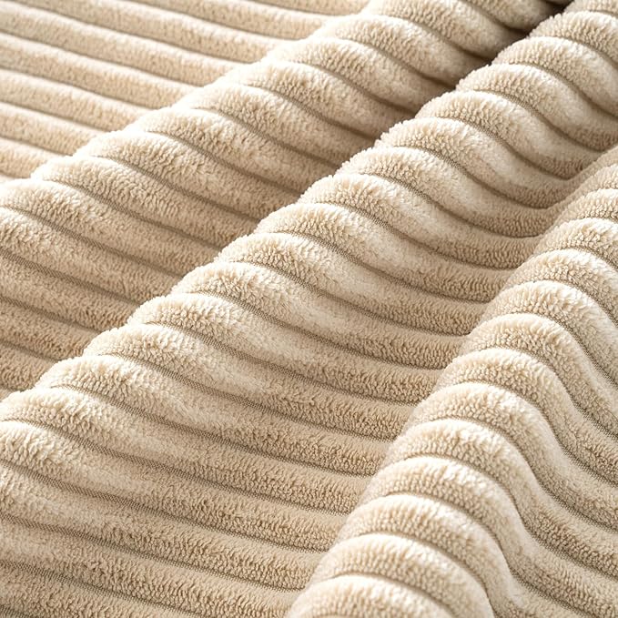 MIULEE Boho Farmhouse Throw Pillow Covers 20x20 Inch Set of 4 Mordern Nordic Cushion Covers Soft Corduroy Spring Home Decor for Couch Bed Sofa Living Room Beige