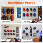 HOUSE DAY Adhesive Hat Hooks for Wall 16 Pack, Strong Hat Rack for Baseball Cap Display Organizer, Hats Hangers Holder for Wall, Door, Closet, No Drilling, Translucent