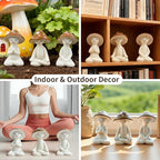 Meditation Mushroom Resin Statues – Cute Yoga Mushroom Figurines for Desk, Home, Office & Garden Decor – Zen Resin Sculptures for Living Room, Patio, Tabletop & Backyard (3 Pack, Mushroom)