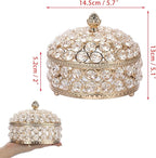 Hipiwe Crystal Jewelry Box Jewelry Trinket Organizer Box Gold Treasure Box Luxury Home Decor Ring Earrings Storage Holder Keepsake Box for Women,X-Large