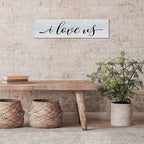 Rustic Wood Sign I Love Us Inspirational Quote Distressed Look Decorative Wooden Sign Vintage Wall Hanging Art Plaque Wall Decoration Home Decor for Farmhouse Room Door Porch Family Sign