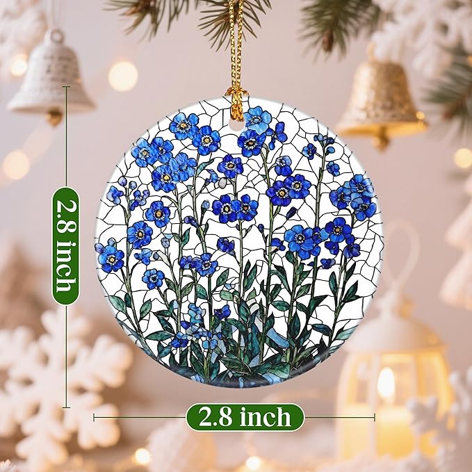 Flower Hanging Ornament, Christmas Ornaments, Xmas Decorations for Tree, Ornaments for Christmas Tree, Holiday Ornament, Flower Themed Gifts, Holiday Party Gifts, and Xmas Gift Ideas - Forget-Me-Not